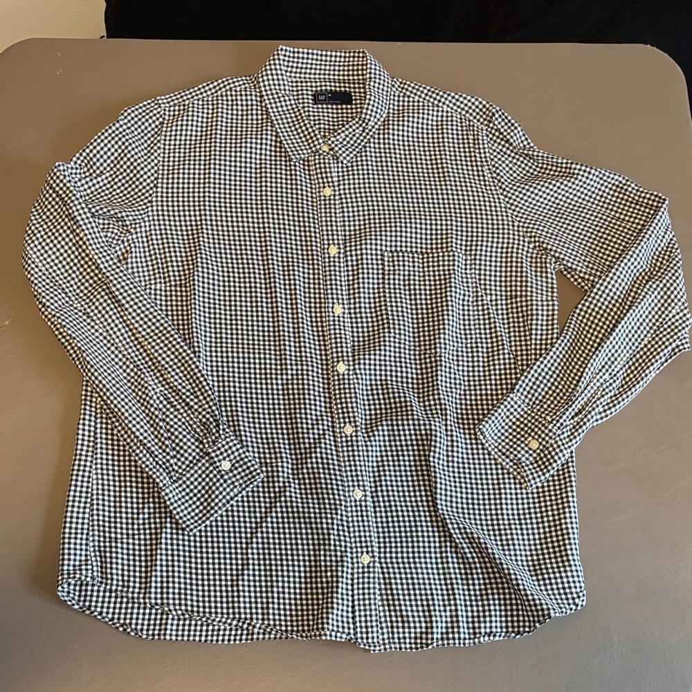 GAP Black and White Gingham Blouse